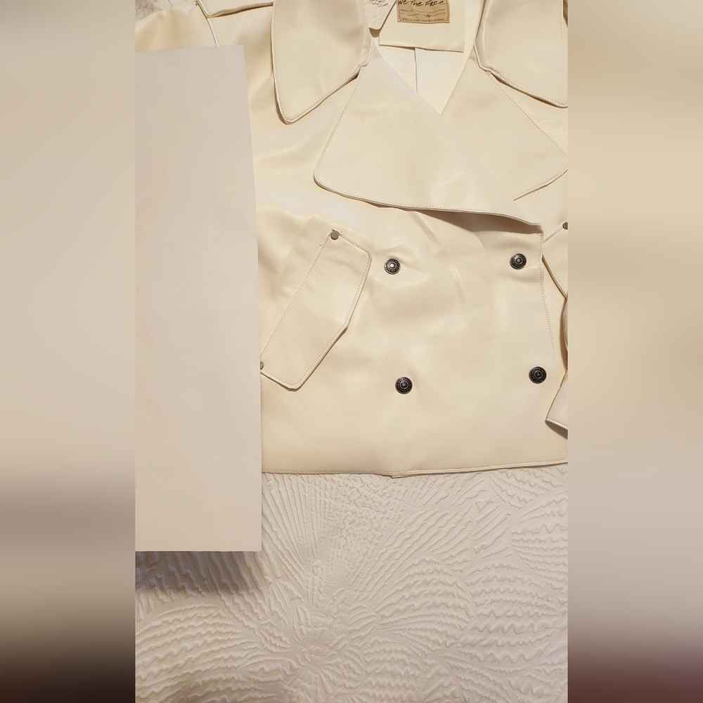 NWT Free People Alexis Vegan Leather Jacket white medium - Picture 14 of 14